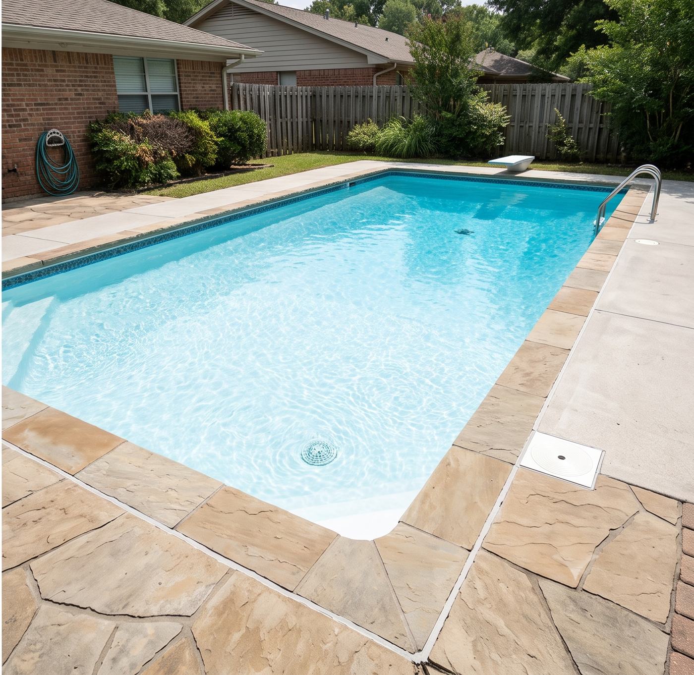 The same pool clean and clear after treatment